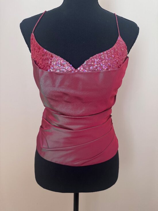 John Charles Tops - John Charles Y2K Taffeta Sequin Bustier Top
